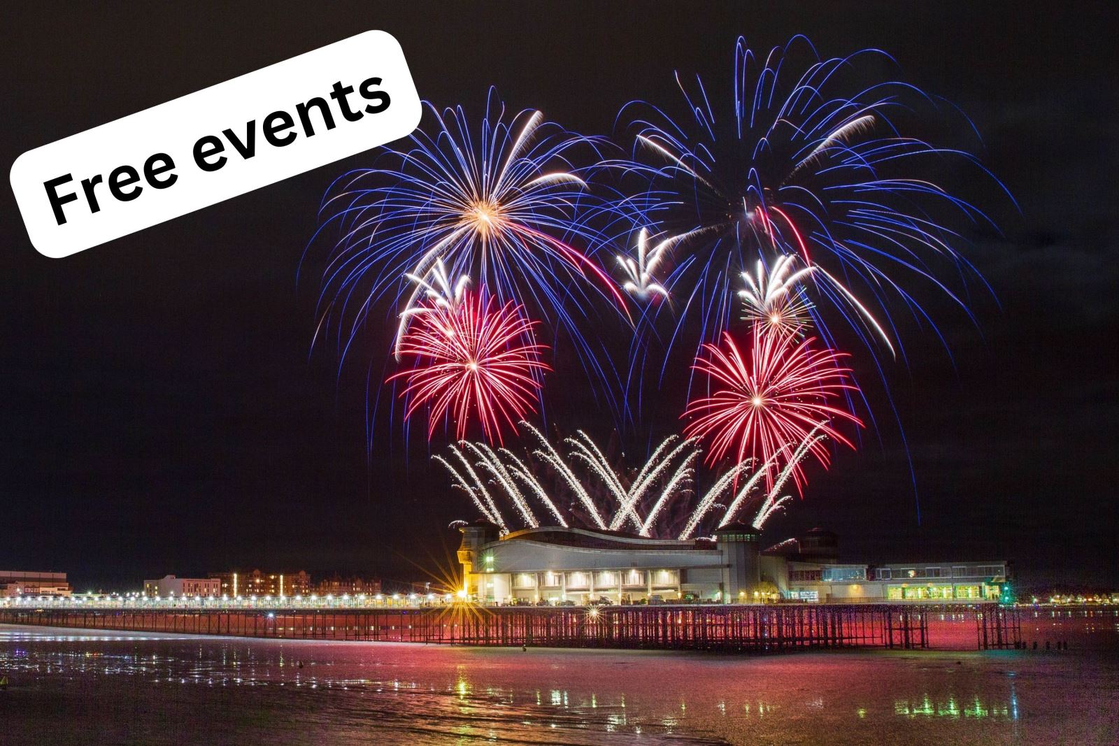 Fireworks over a pier